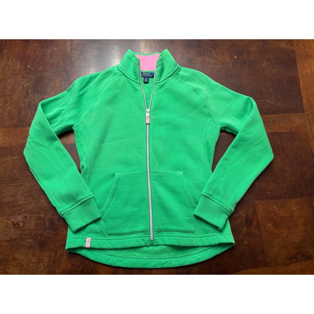 Polo Ralph Lauren Green Pink Full Zip Jacket Girls L 12-14
